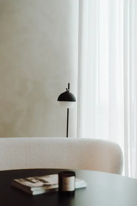 Home office with precisely painted walls